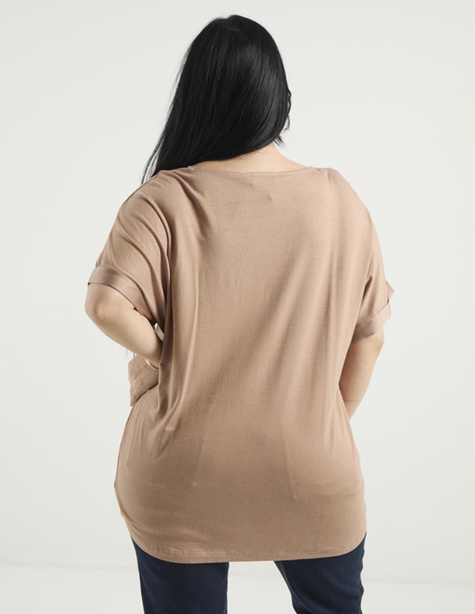 Playera manga al codo The Pattern cuello v para mujer