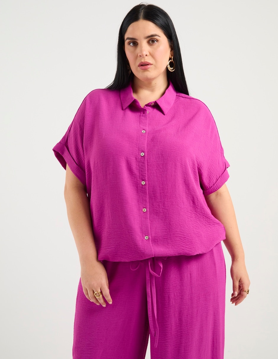 Blusa camisera manga corta para mujer 1