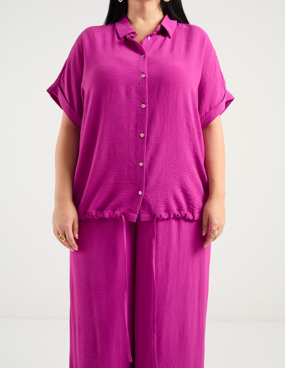 Blusa camisera manga corta para mujer 13
