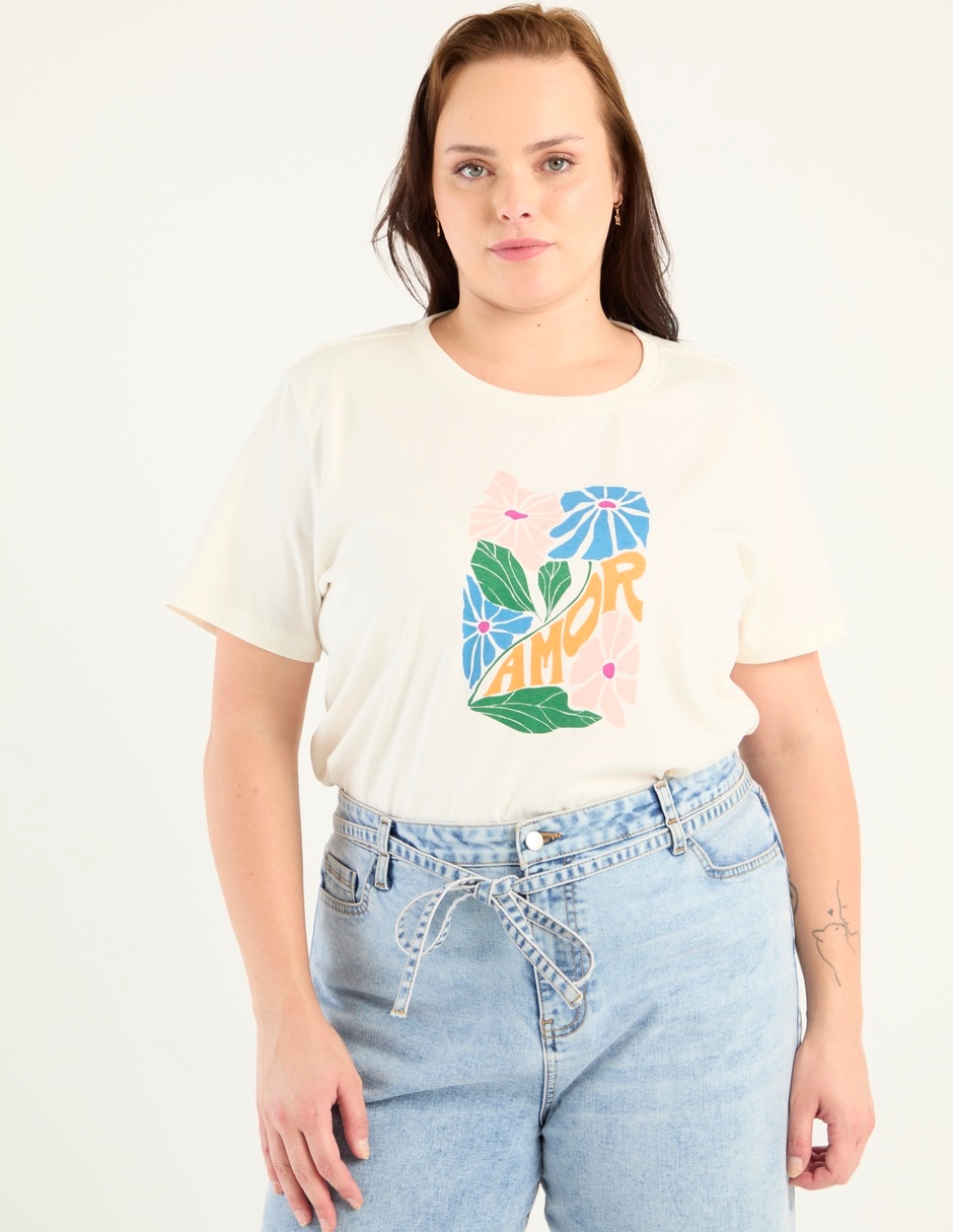 Playera manga corta cuello redondo para mujer