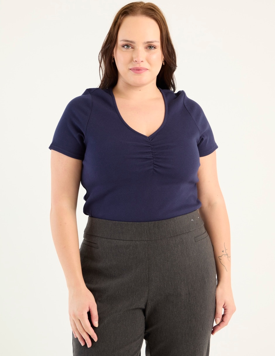 Playera manga corta cuello v para mujer Playera manga corta cuello v para mujer
