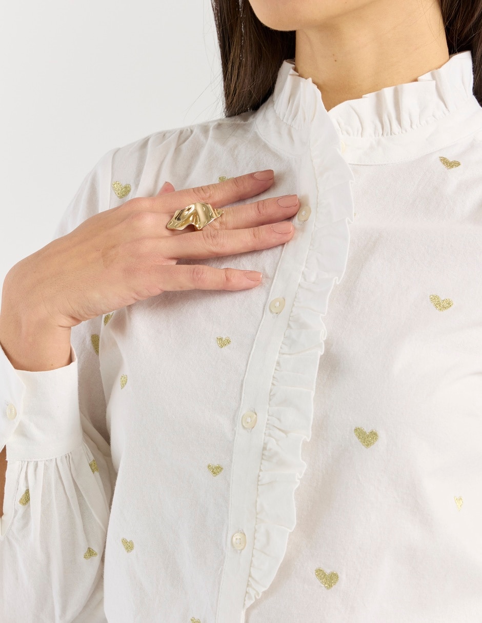 Camisa Petite Studio de algodón manga larga para mujer
