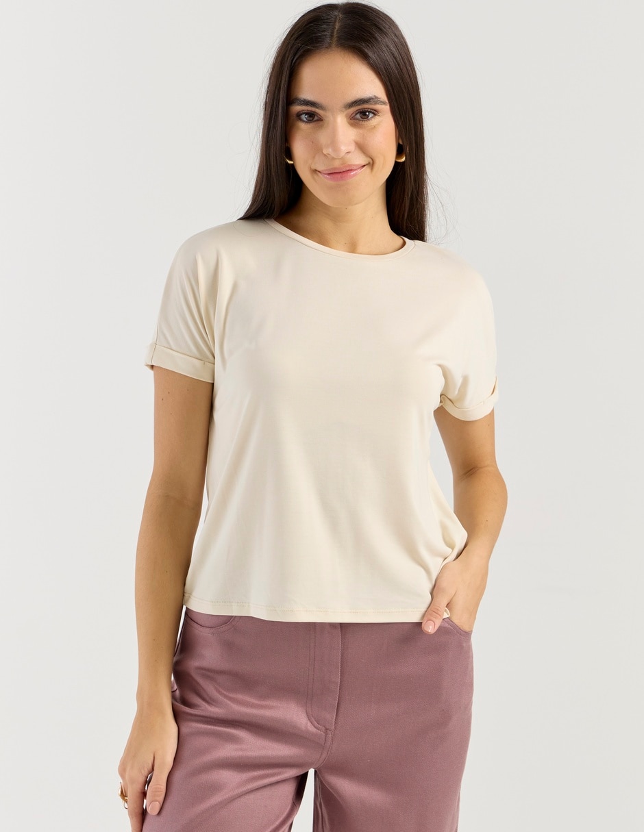Playera manga corta cuello redondo para mujer 1