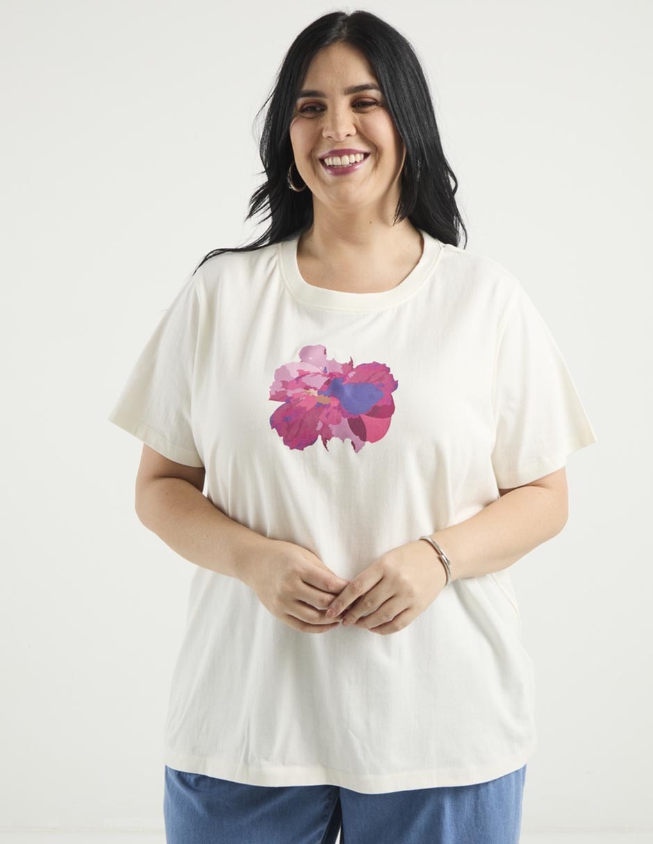 Playera manga corta cuello redondo para mujer