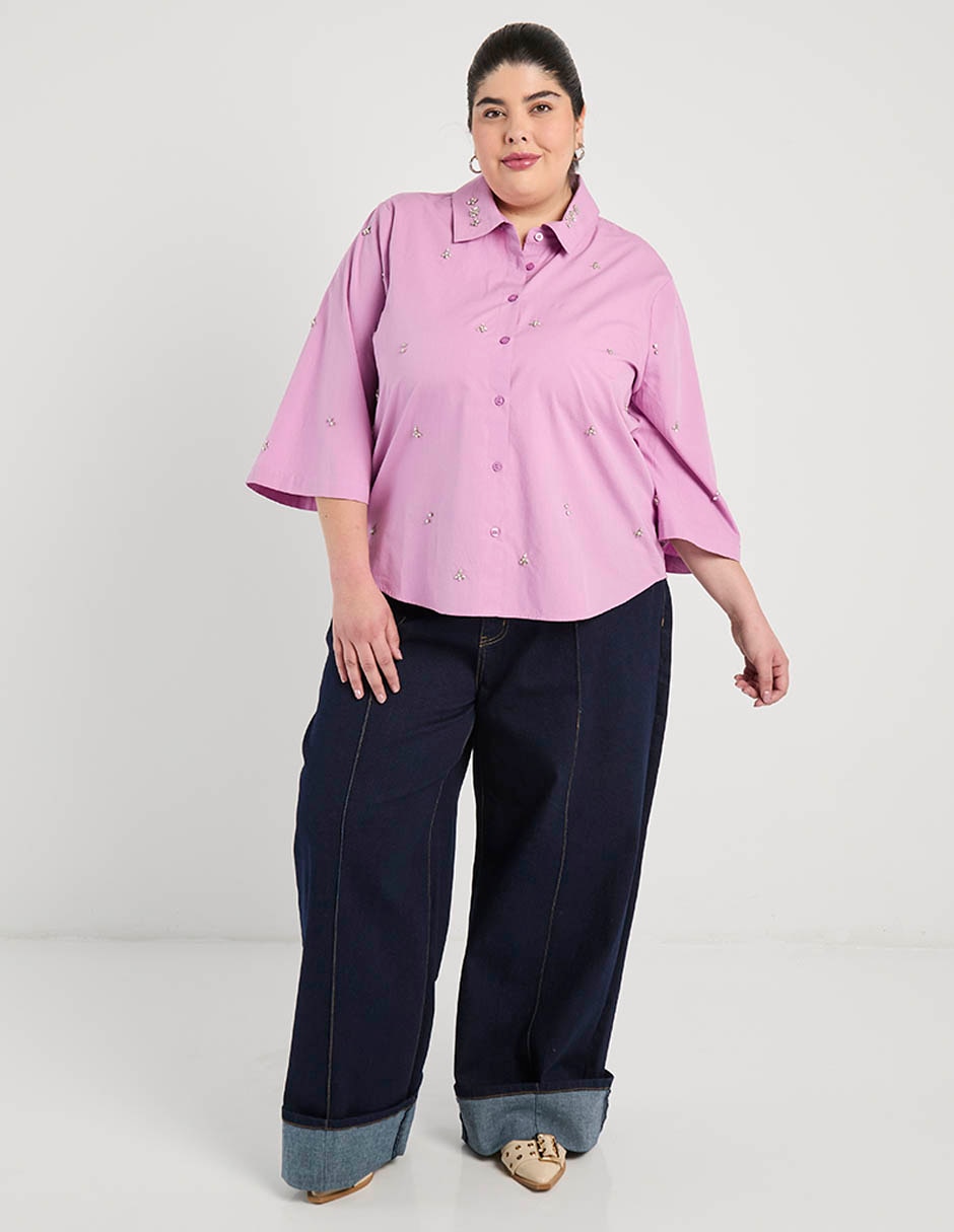 Camisa de algodón manga 3/4 para mujer 7