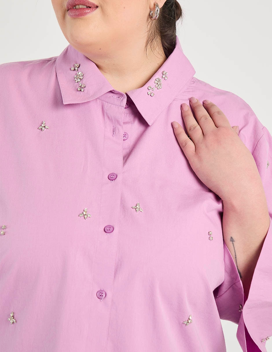 Camisa de algodón manga 3/4 para mujer 9
