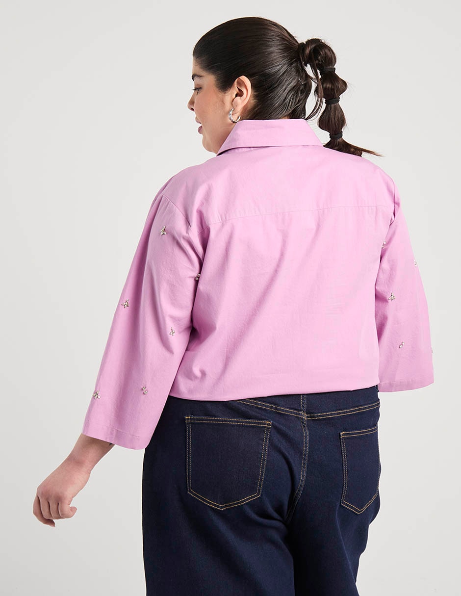 Camisa de algodón manga 3/4 para mujer 11