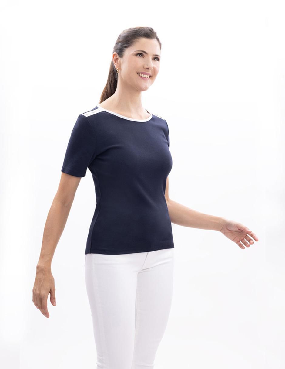 Playera manga corta Nautica cuello redondo para mujer