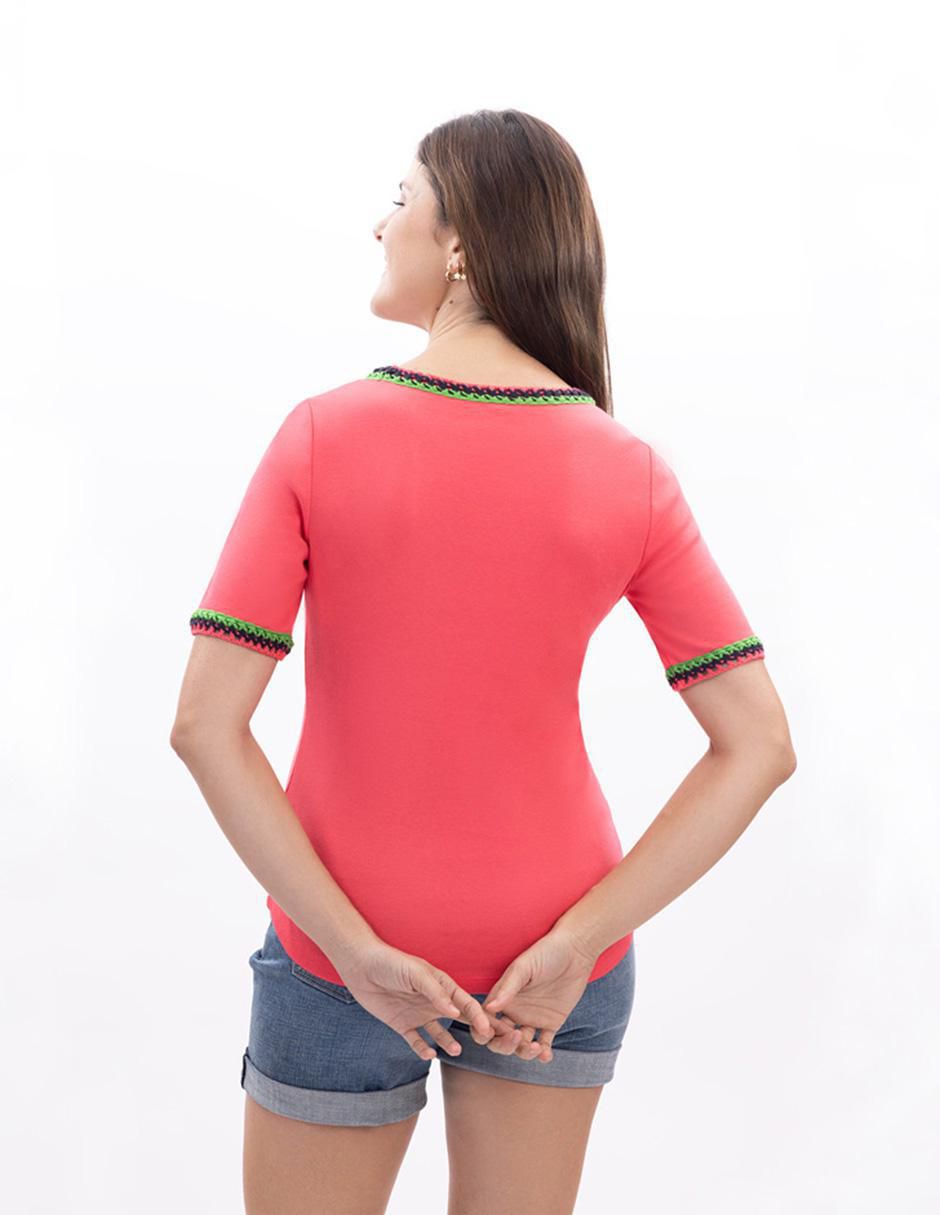 Playera manga corta Nautica cuello redondo para mujer