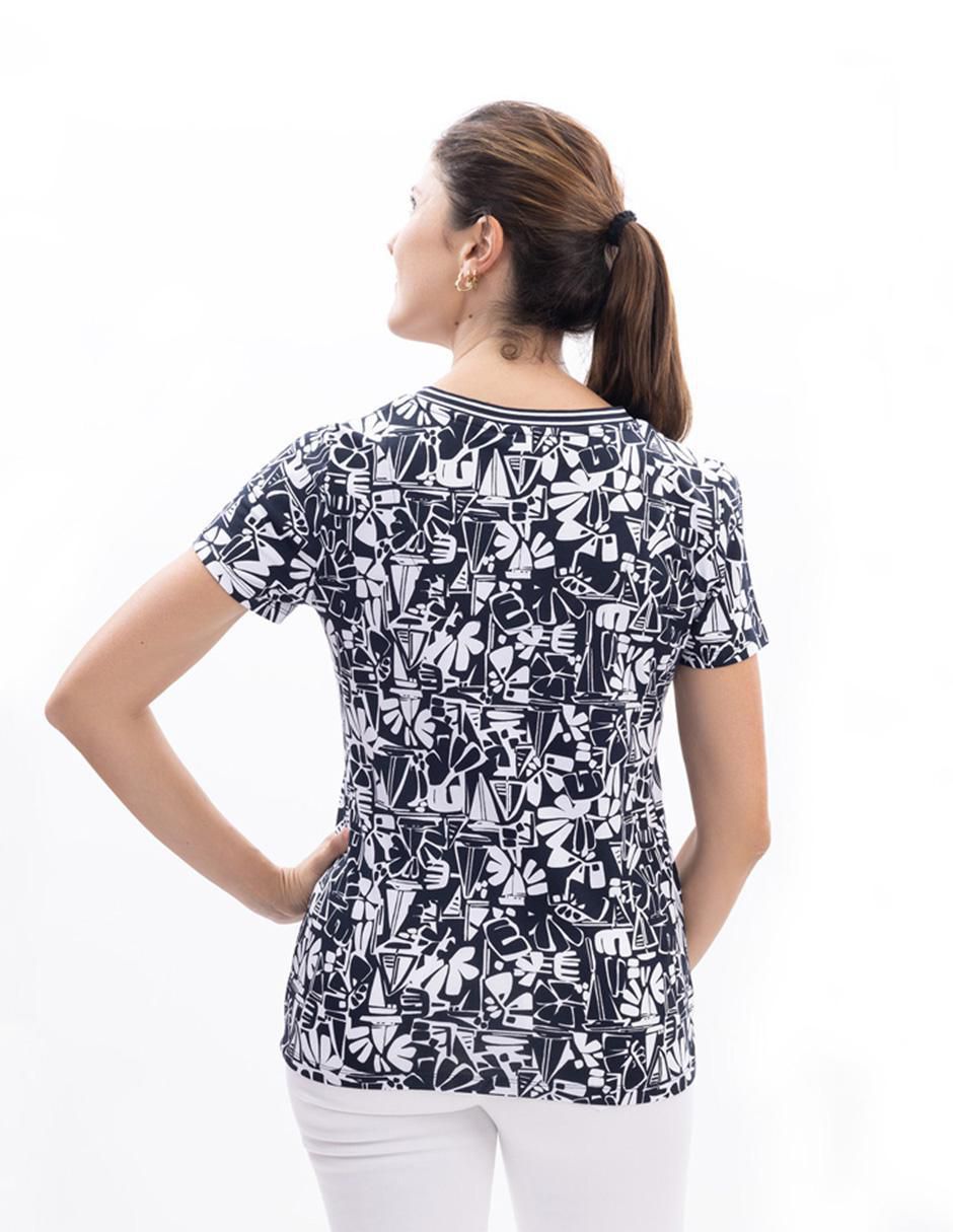Playera manga corta Nautica cuello v para mujer
