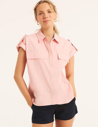 Camisa de algodón manga corta para mujer