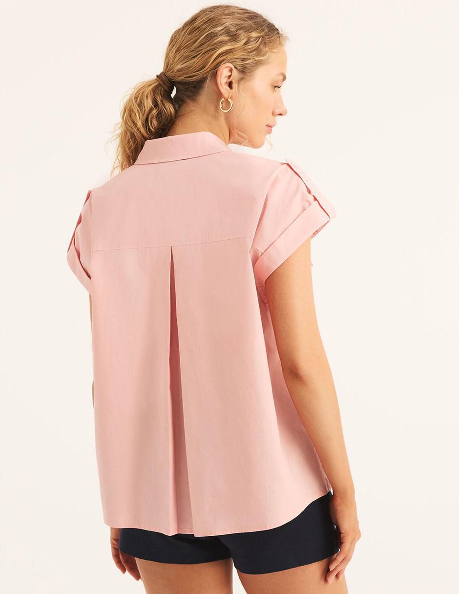 Camisa de algodón manga corta para mujer