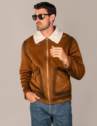 Chamarra casual cuello a contraste para hombre