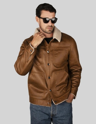 Chamarra casual cuello a contraste para hombre Chamarra casual cuello a contraste para hombre