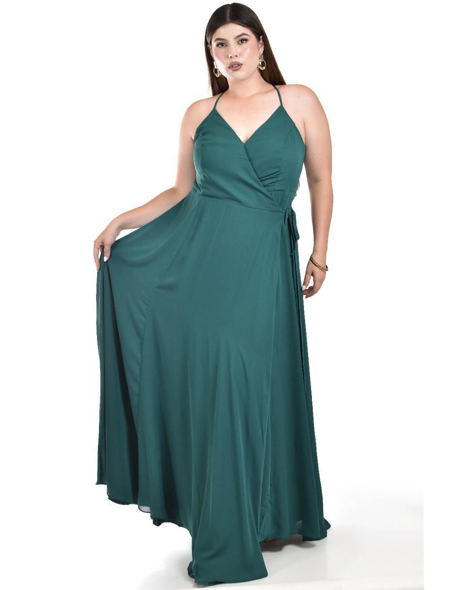 Vestido largo de fiesta escote V