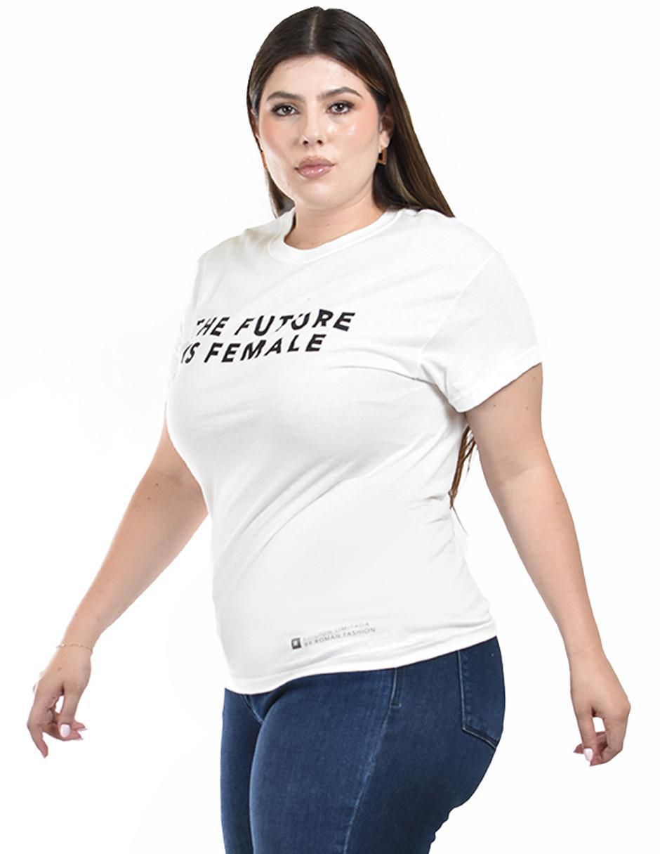 Playera manga corta Roman Fashion cuello redondo para mujer