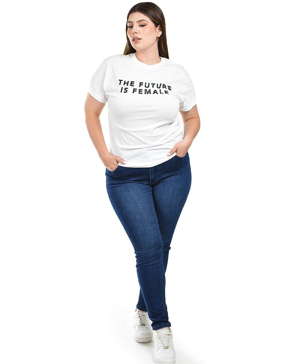 Playera manga corta Roman Fashion cuello redondo para mujer