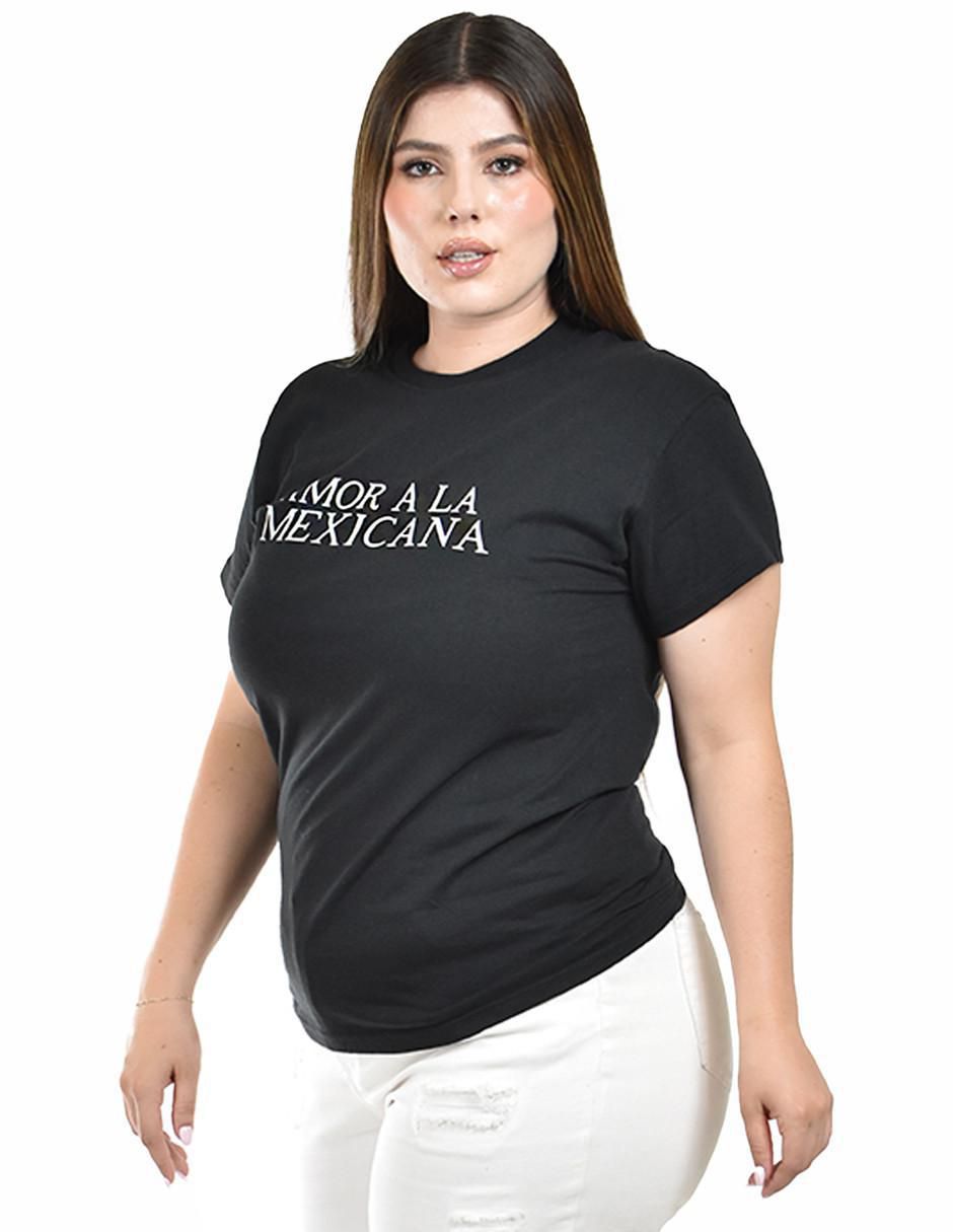 Playera manga corta Roman Fashion cuello redondo para mujer