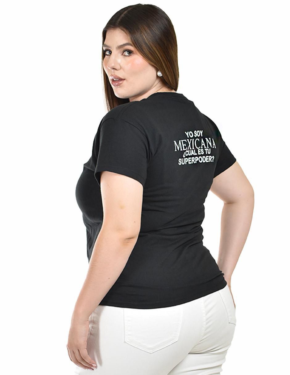 Playera manga corta Roman Fashion cuello redondo para mujer