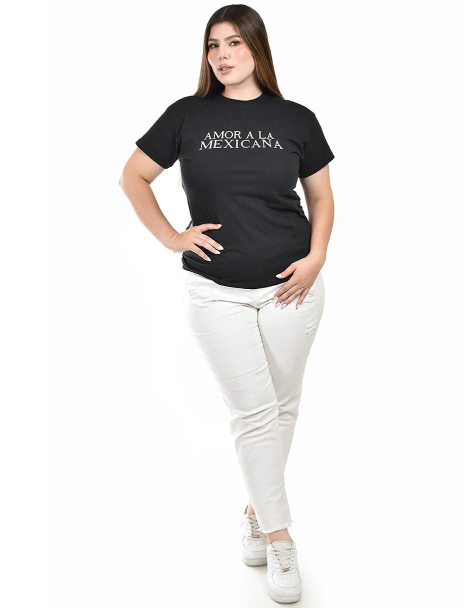 Playera manga corta Roman Fashion cuello redondo para mujer