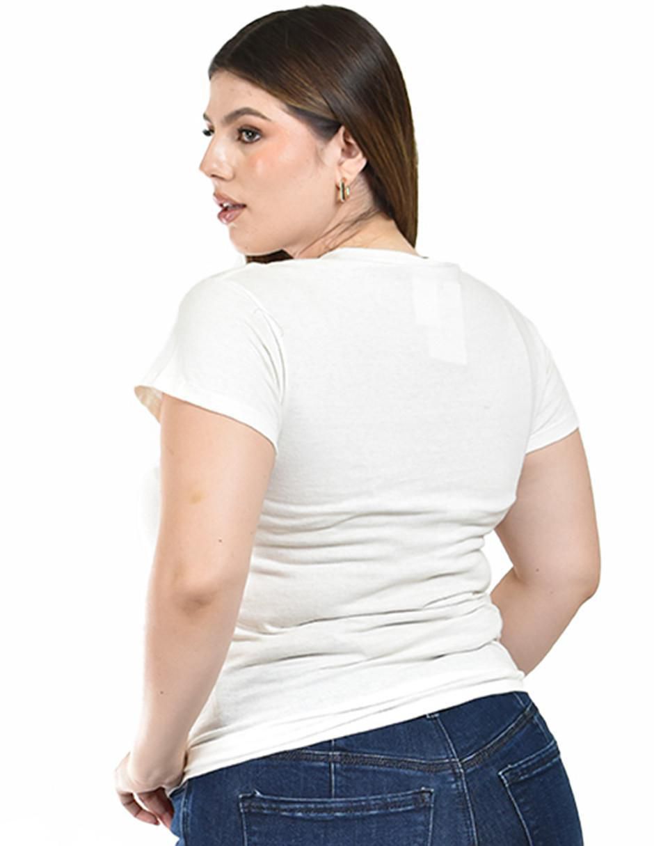 Playera manga corta Roman Fashion cuello redondo para mujer