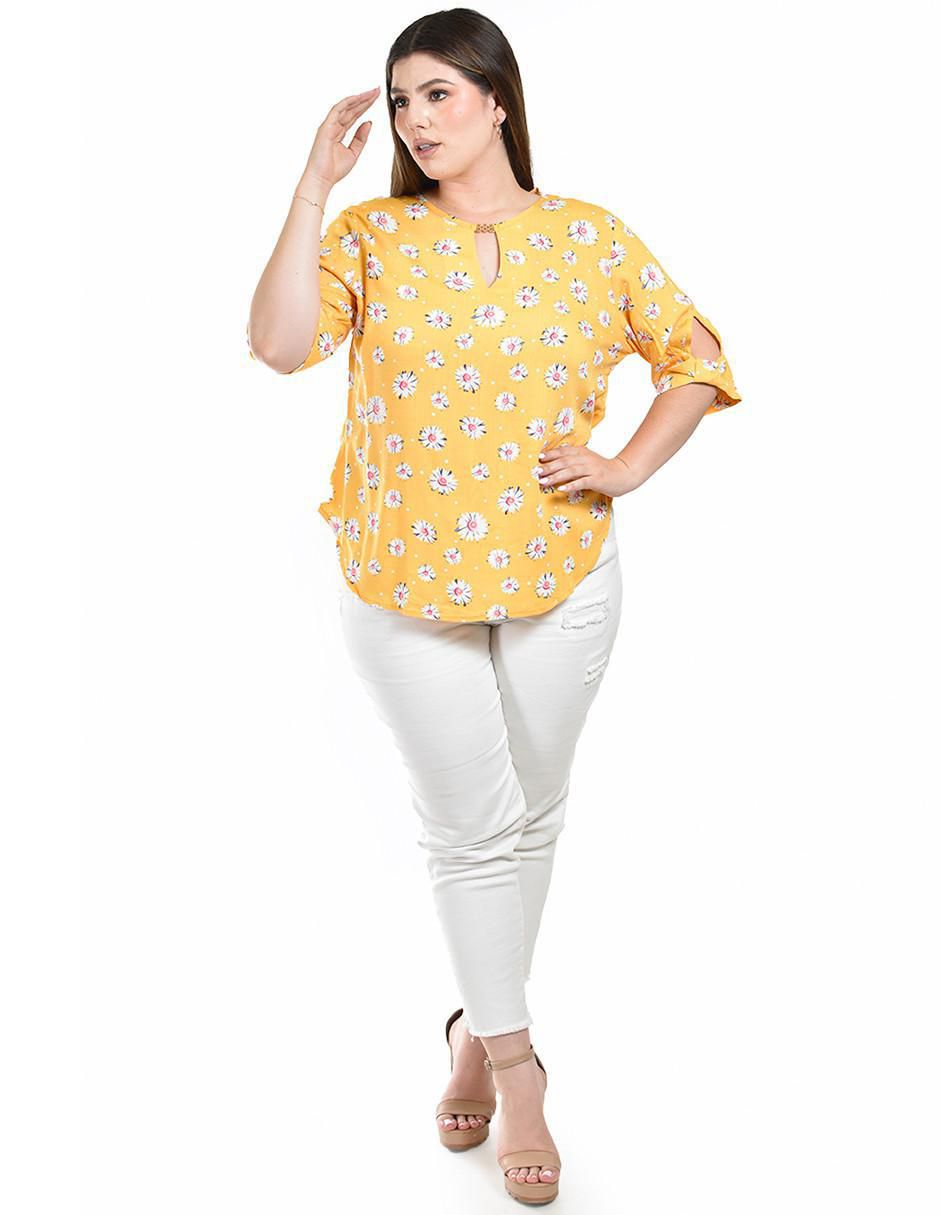 Blusa Roman Fashion manga 3/4 para mujer