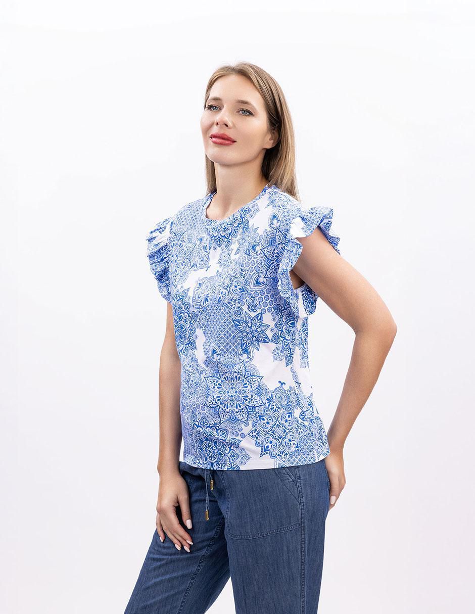Playera manga corta Nautica cuello redondo para mujer