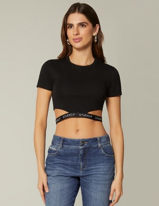 Top Studio F cuello redondo manga corta