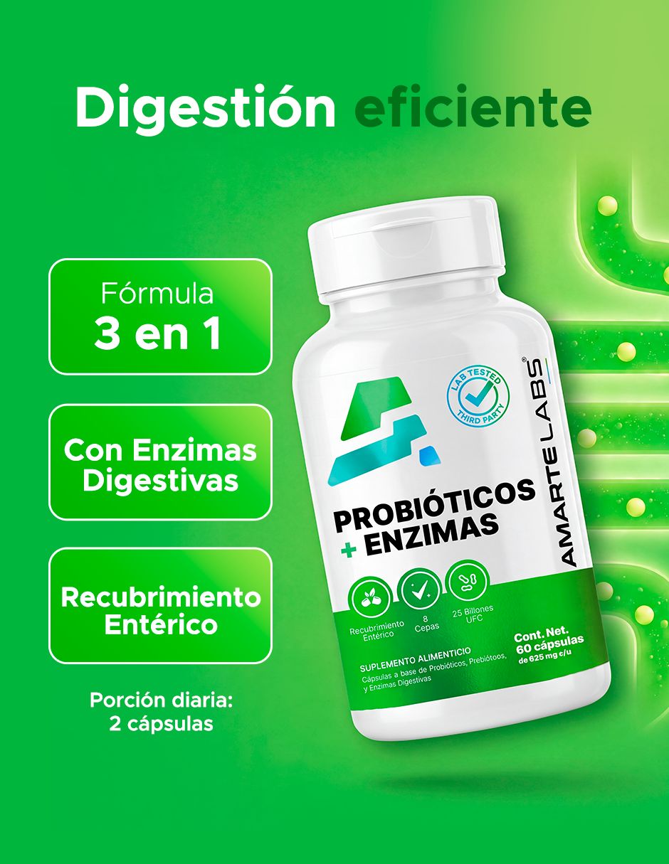 Probióticos + enzimas amarte labs de 60 cápsulas