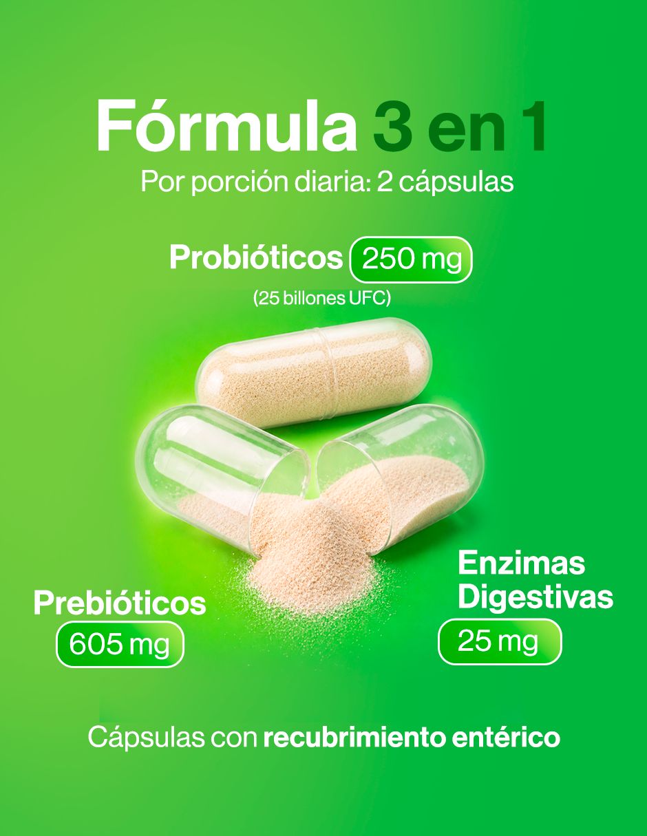 Probióticos + enzimas amarte labs de 60 cápsulas
