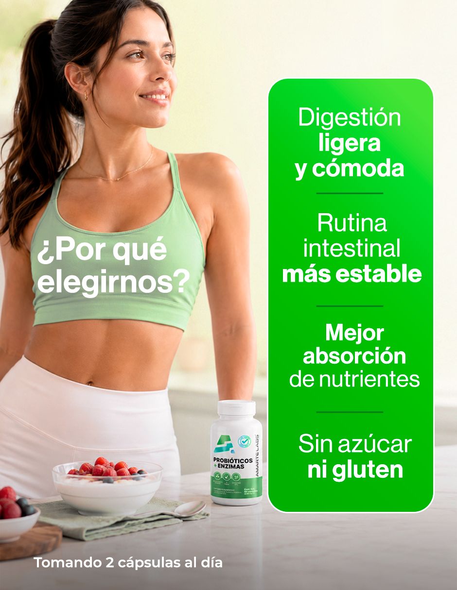 Probióticos + enzimas amarte labs de 60 cápsulas