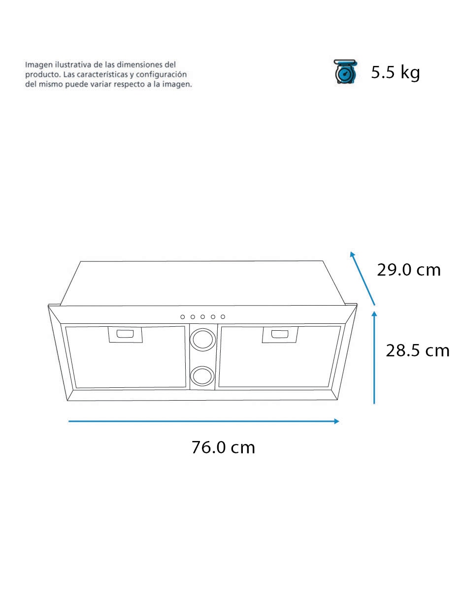 Campana plana Mabe CM7648PIW0 de acero inoxidable