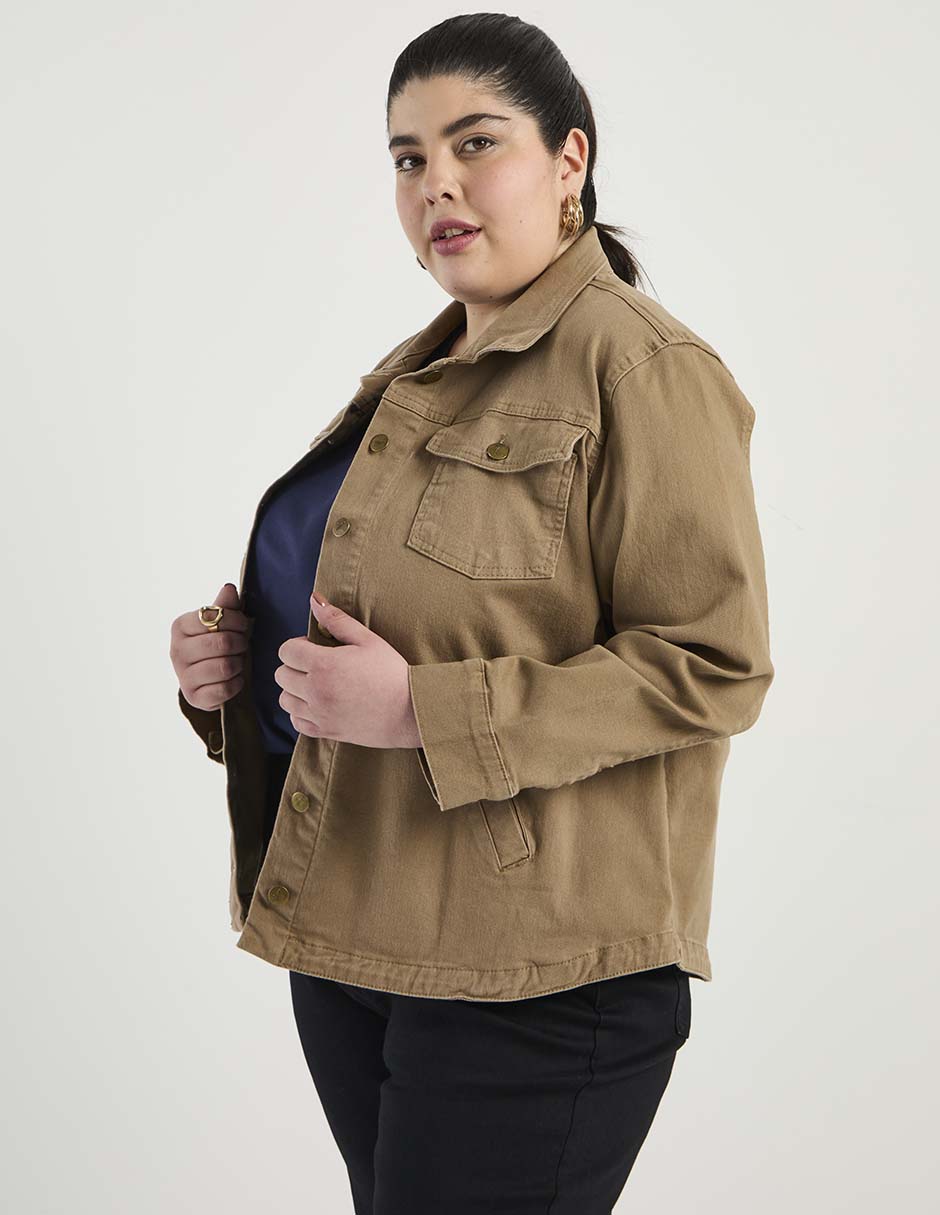 Chamarra denim The Pattern de mezclilla para mujer 7