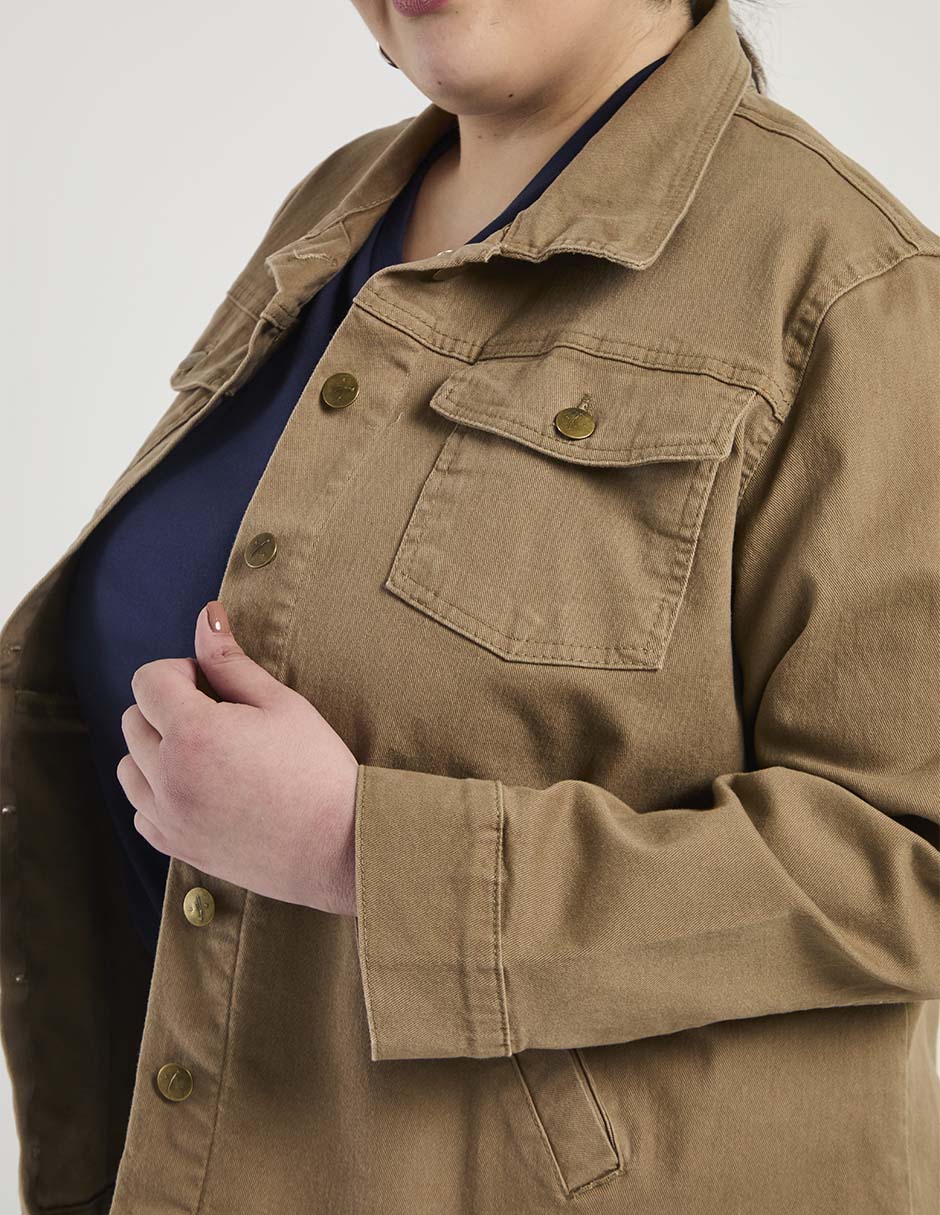 Chamarra denim The Pattern de mezclilla para mujer 10