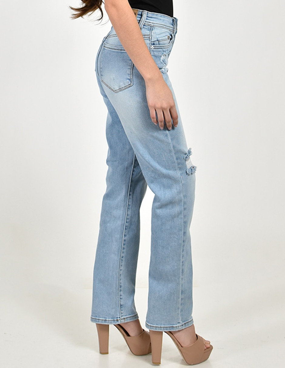 Jeans straight corte cintura para mujer 2