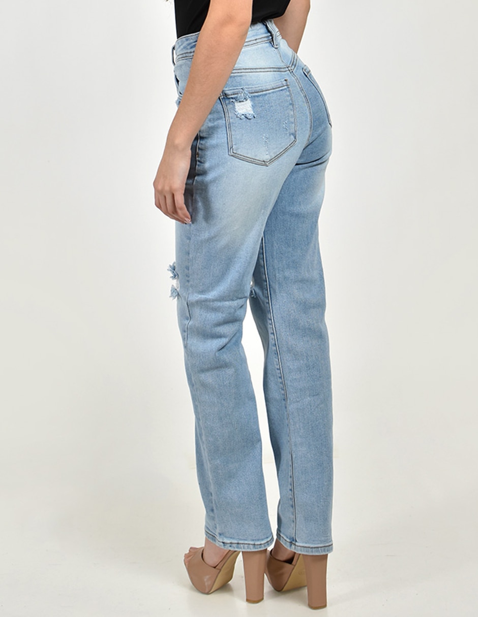 Jeans straight corte cintura para mujer 3