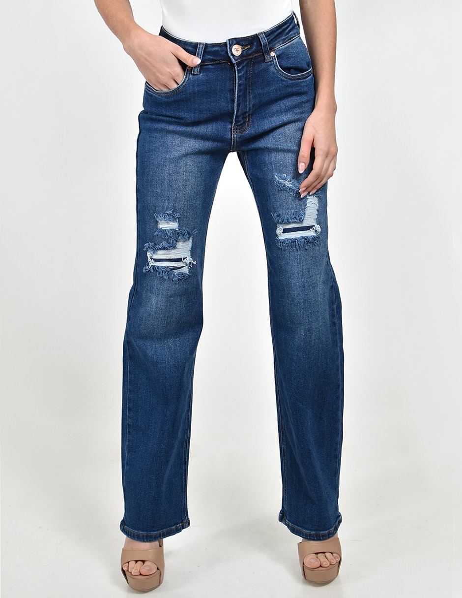 Jeans Straight Roman Fashion corte cintura para mujer