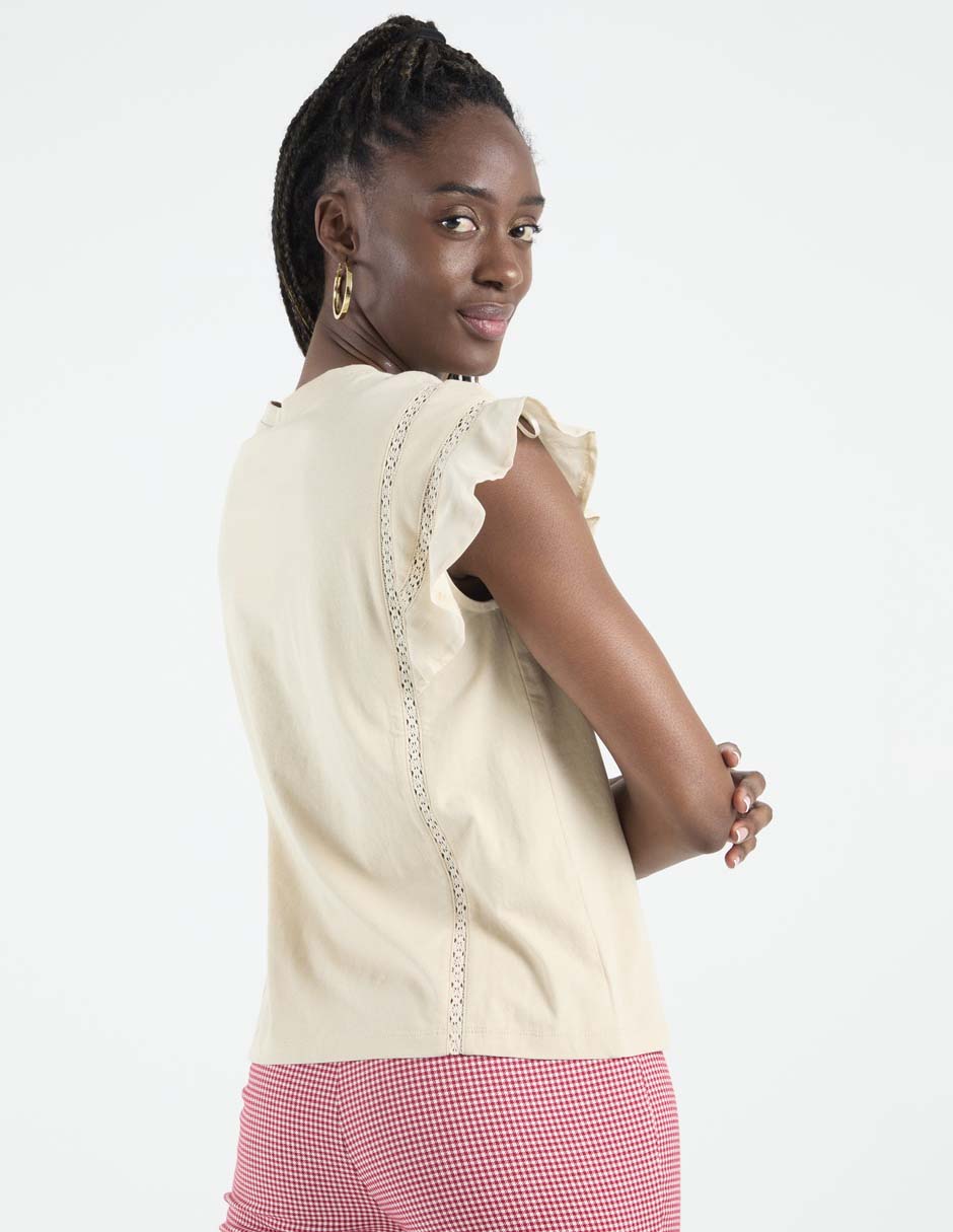 Playera manga corta Petite Studio cuello redondo para mujer