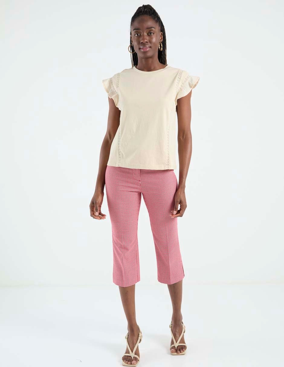 Playera manga corta Petite Studio cuello redondo para mujer