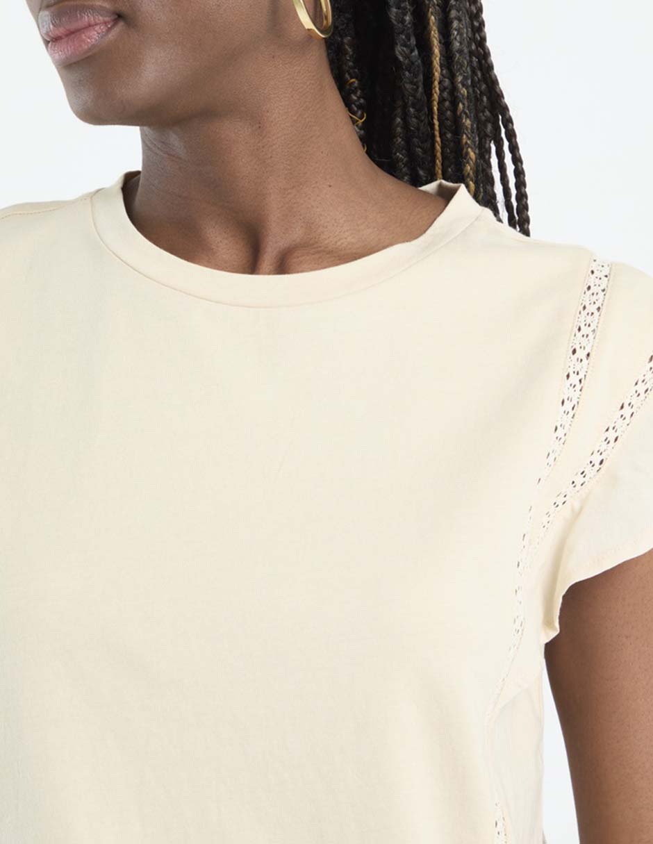 Playera manga corta Petite Studio cuello redondo para mujer