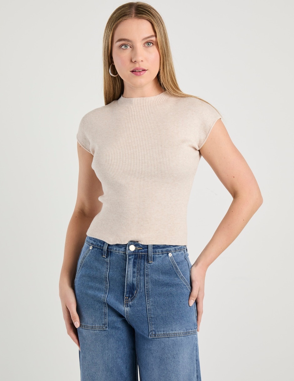Playera manga corta cuello redondo mujer