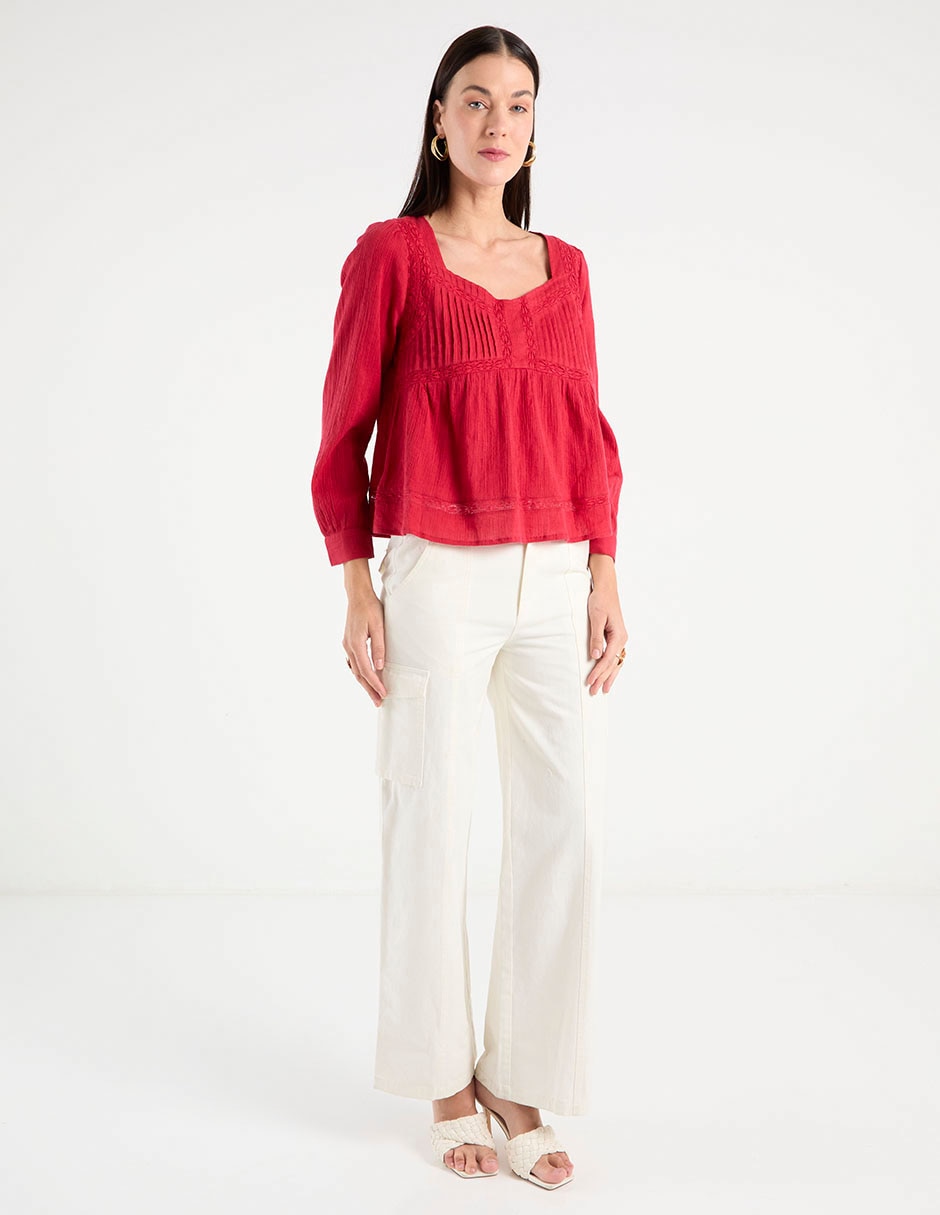 Blusa manga larga para mujer 8