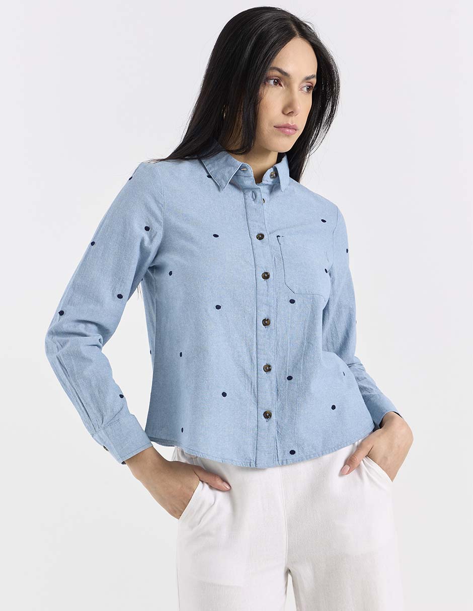 Camisa de algodón manga larga para mujer 1