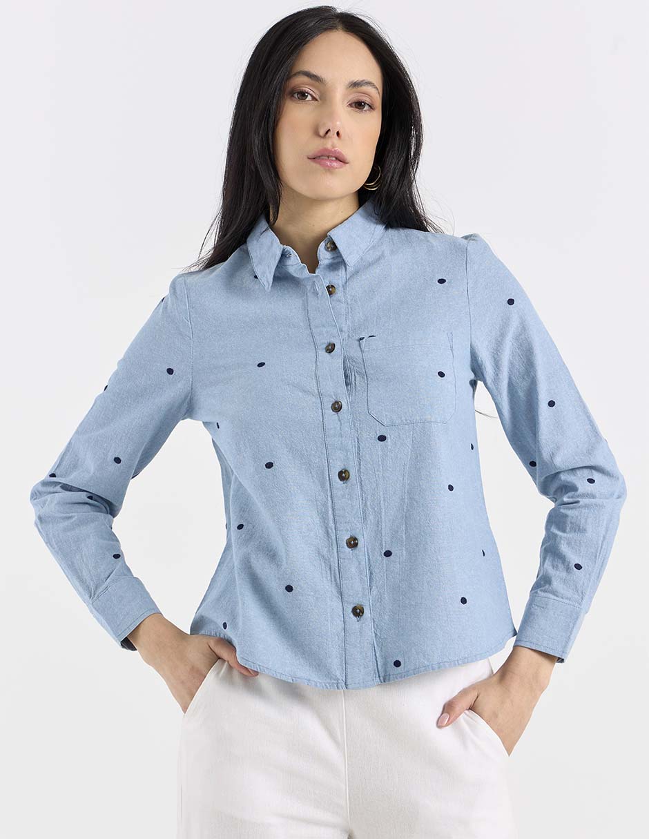 Camisa de algodón manga larga para mujer 7