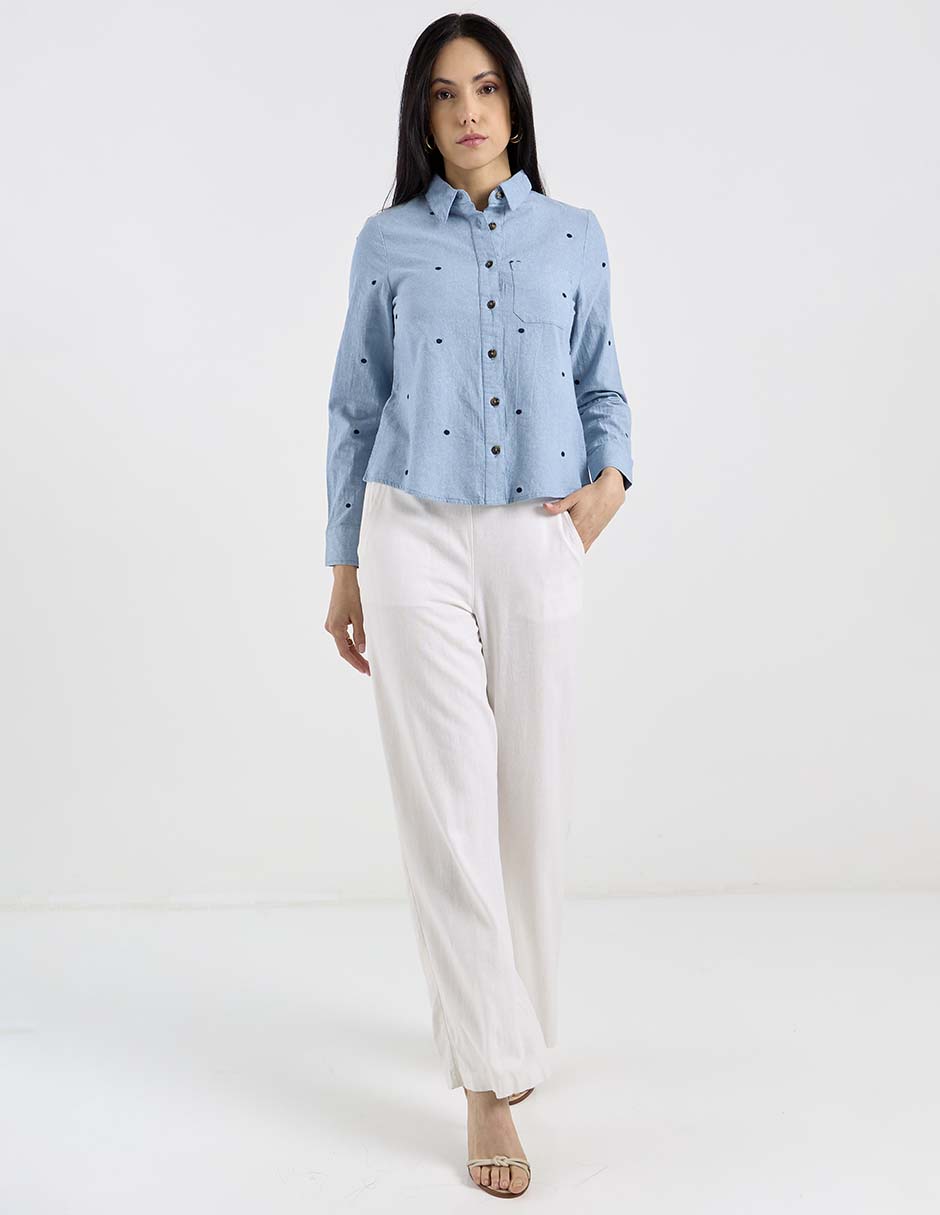 Camisa de algodón manga larga para mujer 8