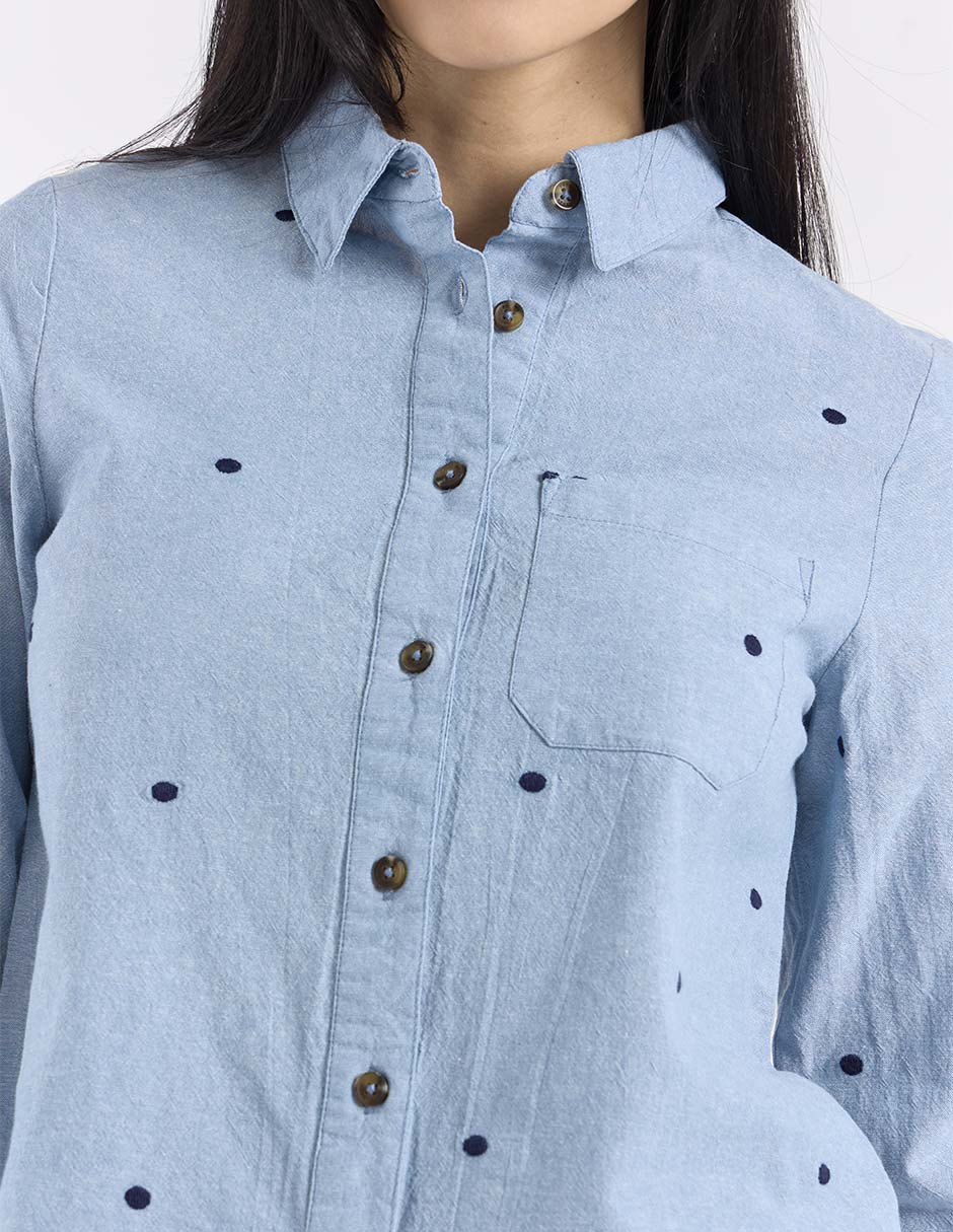 Camisa de algodón manga larga para mujer 9