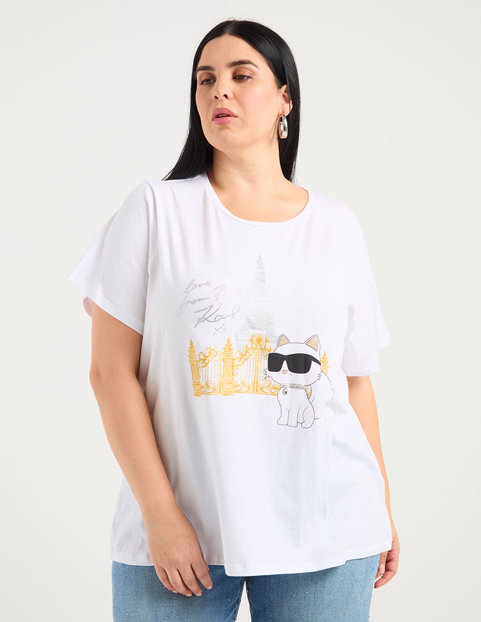Playera manga corta cuello redondo para mujer 1