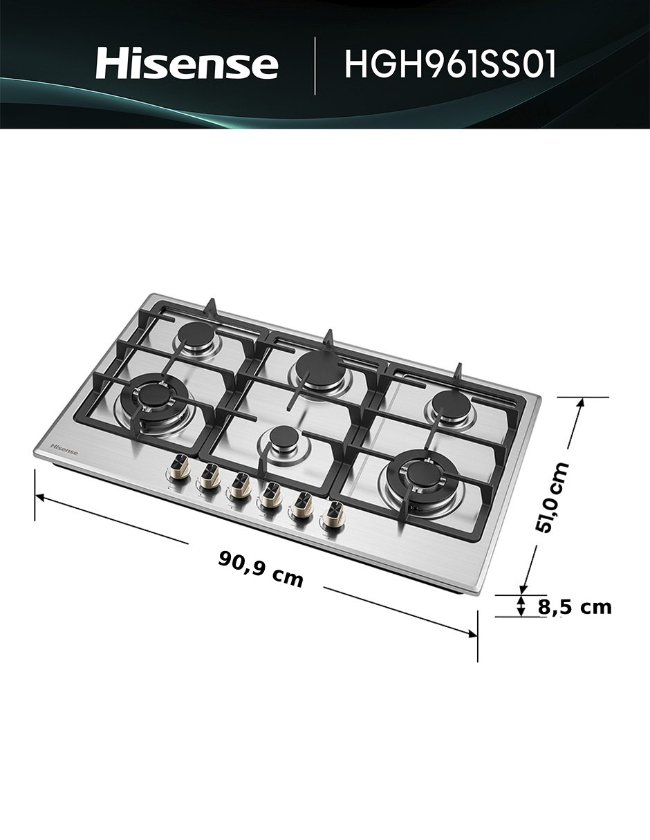 Parrilla a gas lp empotrable Hisense