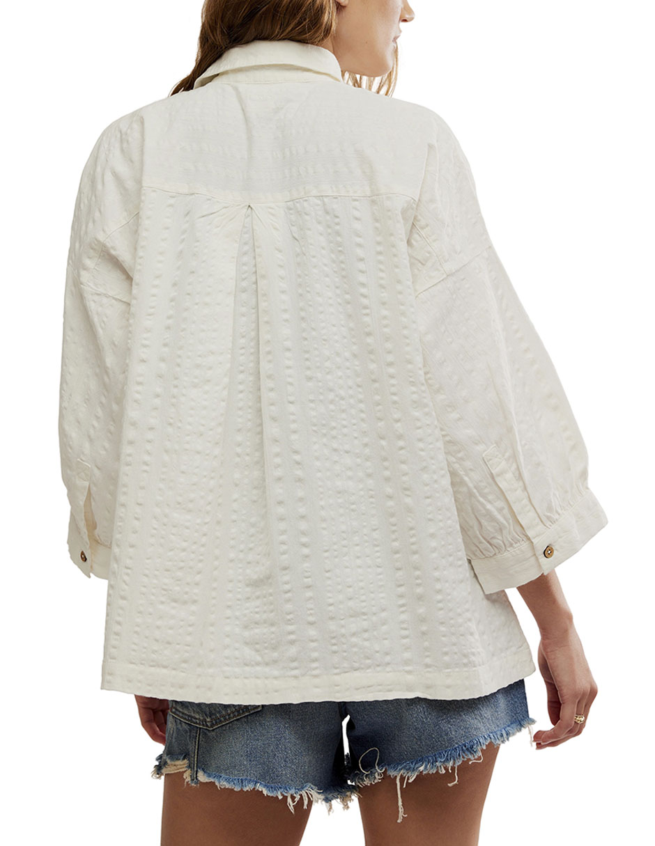Blusa camisera de algod—n manga 3/4 para mujer 7