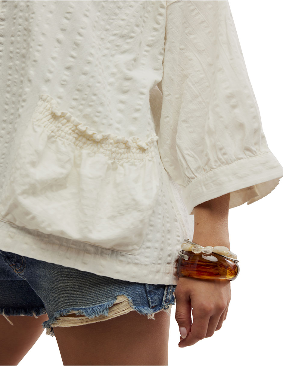Blusa camisera de algod—n manga 3/4 para mujer 9